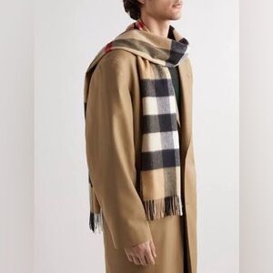 NEW XL BURBERRY LONDON 2025 Half Mega Giant Check Cashmere Scarf Shawl Wrap